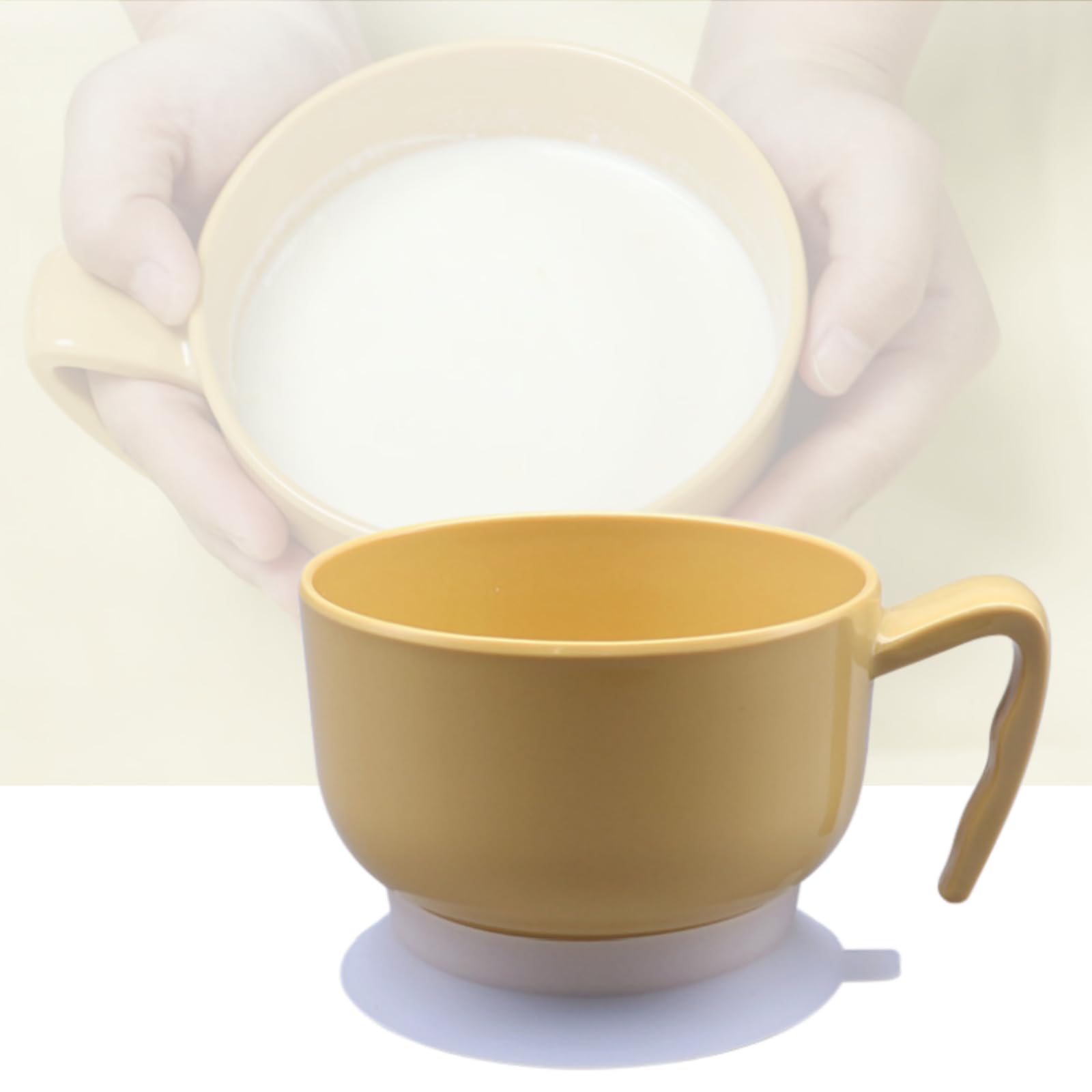 DURASIKO ハンドル付き吸盤碗 イエロー 正面