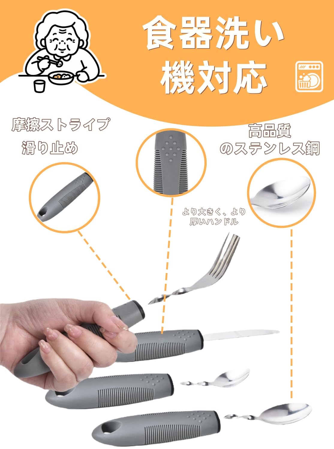 UKYCEORA リハビリカトラリー4点 ブラック 2枚目